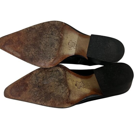 Kenneth Cole women's shoes 35 US 5 black leather slip on pointy toe block heel - Picture 7 of 8